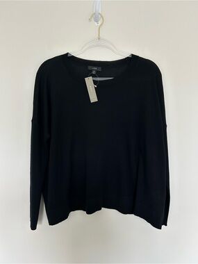 J. Crew 100% Merino Wool Sweater Boxy Fit Size XS Black NWT